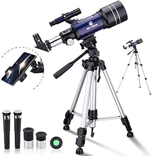BNISE Telescope for Kids Beginners, 70mm Aperture Astronomy Refractor Monocular Telescopes, with Adjustable Tripod, Phone Adapter, Moon Filter and Carry Bag