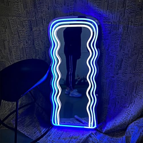 Image of Ulalaza LED Acrylic Mirror Neon Light Heart /Cat /Letter /Wavy Wiggle Shape Witch's Mirror Gothic Wall Decor Romantic Various-Shape Cute for Bedroom Decor Home Studio Dorm Room Wedding