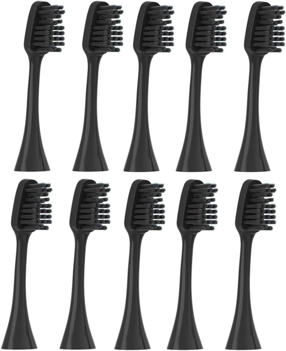 Replacement Brush Heads ONLY Compatible with Pursonic S500/ S520/S522 models Sonic Electric Toothbrush, 10 Count Replacement Toothbrush Heads with Cover for Pursonic, BLACK
