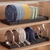 Lot de 2 Rangement Casserole Tiroir Cuisine Extensible 32-57 cm, Range Poêle et Casseroles...