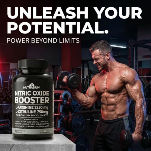 Image of Nutrasium Nitric Oxide Booster | L-Arginine 2250mg | Muscle Pump & Stamina | 45 Tabs