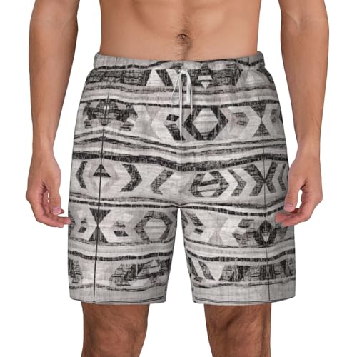CHARMERM - Bañador para hombre con forro para hombre, color gris tribal con forro y pantalón de playa, blanco, XL