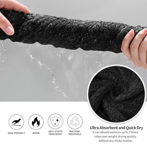 Image of Inner Wish Mens Plush Fleece Robe, Highly Absorbent Cozy Warm Bathrobe Fuzzy Male Spa Long Robe With Pockets
