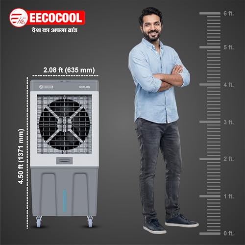 Image of EECOCOOL Iceflow 120 L Desert Air Cooler for Home with Honeycomb Cooling Pads, Ice Chamber, Auto Swing & Water Level Indicator | Inverter Compatible | 1 Year Warranty
