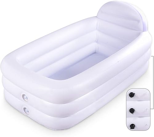HIWENA Bañera portátil inflable, bañera de baño duradera blanca con respaldo grande, piscina inflable independiente, baño, spa en casa