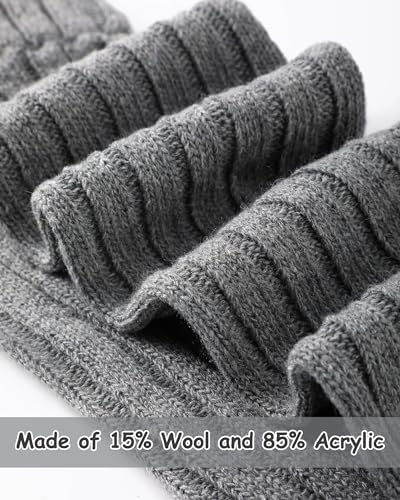 Shihanee 2 Pairs Wool Leg Warmers for Women Ribbed Knit Black Grey Leg Sleeves Boots Ankle Cuffs for Warm Winter Outdoor2