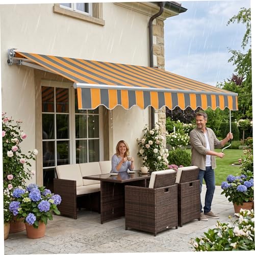 Tela de toldo a rayas exterior con lona densa e impermeable de 2.8m 7