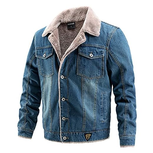 WHZXYDN Chaqueta Chaqueta Vaquera para Hombre, MáS Chaqueta Acolchada De Terciopelo Chaqueta Vaquera Informal para Hombre, para Hombre