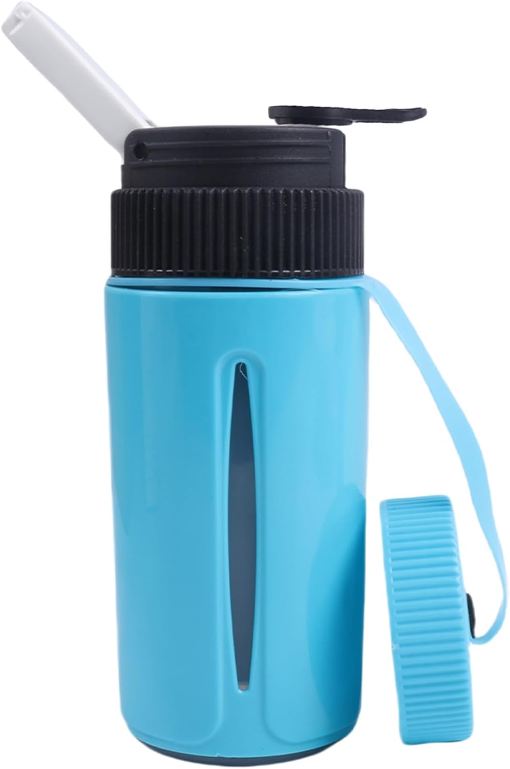 Portable Water Bottle with Ceramic Bowl and High-Temperature Resistance, Innovative Filter Design, Party Travel (White)