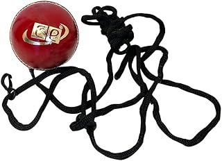 Cricket Practice Ball Attached with String for Knocking and Middling Cricket Batting Drives