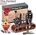 Mixology Bartender Kit: 10-Piece Bar Tool Set with Mahogany Stand | Perfect Home Bartending Kit and Martini Cocktail Shaker Set for a Perfect Drink Mixing Experience | Housewarming Gift (Gun-Metal)
