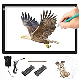 TOHETO A2 Light Pad Super Thin 7mm Portable Stepless Dimmable Brightness Large Light Box Copy Board for Diamond Painting Weeding Vinyl with 2 Multi-Functional Clips 12V 2A Adapter (23.7''x15.8'') - Image 1