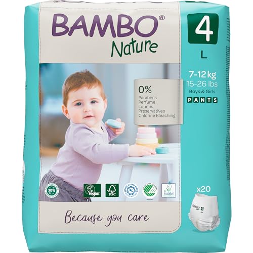 Bambo Nature Pantalones de entrenamiento de alta calidad, dominadas, pantalones de entrenamiento para ir al baño con etiqueta ecológica, pantalones de pañales de entrenamiento, seguros y cómodos,
