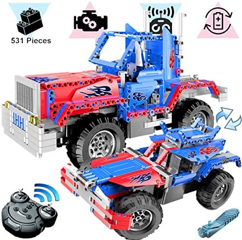 KareFLASH 2-in-1 RC Truck-Buggy | 531 Building Blocks Compatible with Lego | Electric Engine with Charger | STEAM Toy