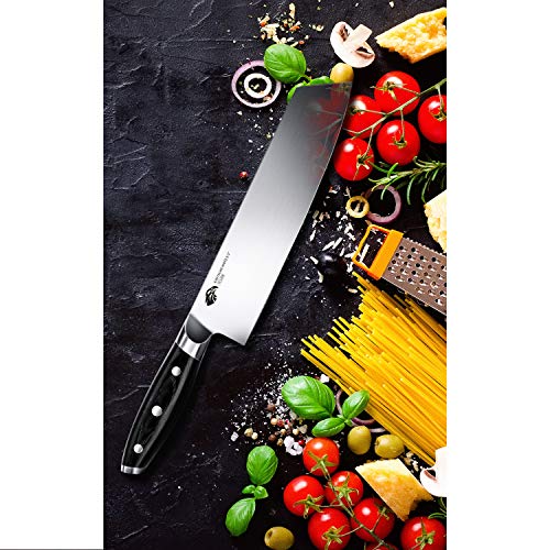 Image of TUO Kiritsuke Knife - 8.5 inch Kiritsuke Chef Knife - Japanese Vegetable Meat Knife - German HC Steel - Full Tang Pakkawood Handle - BLACK HAWK SERIES with Gift Box