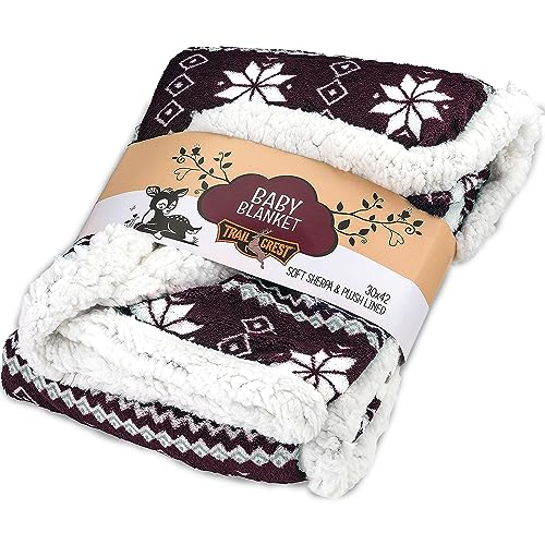 Image of Ultra Soft Sherpa Fleece Plaid Baby Blanket | Cozy, Plush Throw Blanket for Kids | Reversible Plaid | Washable | Wide Size for Extra for Warmth & Comfort | Cute