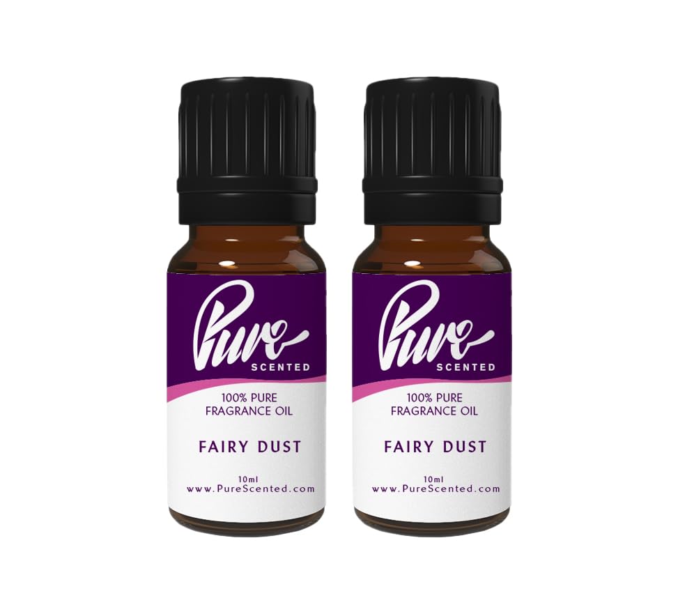 Pure Scented 20ml Fragrance Oils - 2 x 10ml Suitable for Candles, Soaps, Slime, Diffusers, Cosmetics, Wax Melts, Designer (2 x 10ml, Fairy Dust)