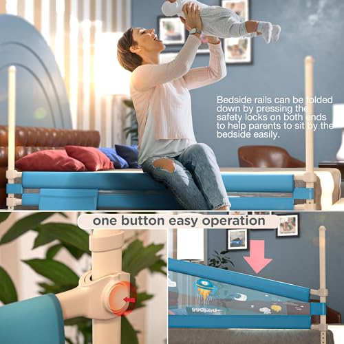 Image of BAYBEE Bed Rail Guard for Baby Safety | Bed Side Protector for Baby with 7 Level Height Adjustable & Portable Bed Railing for Babies Safety Guard for Kids (5Ft, 1 Side, Blue)