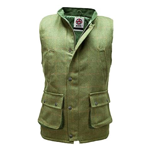 WWK Derby Tweed Bodywarmer Gilet Waistcoat Hunting Shooting Farming (3XL, Dark Green) Cover
