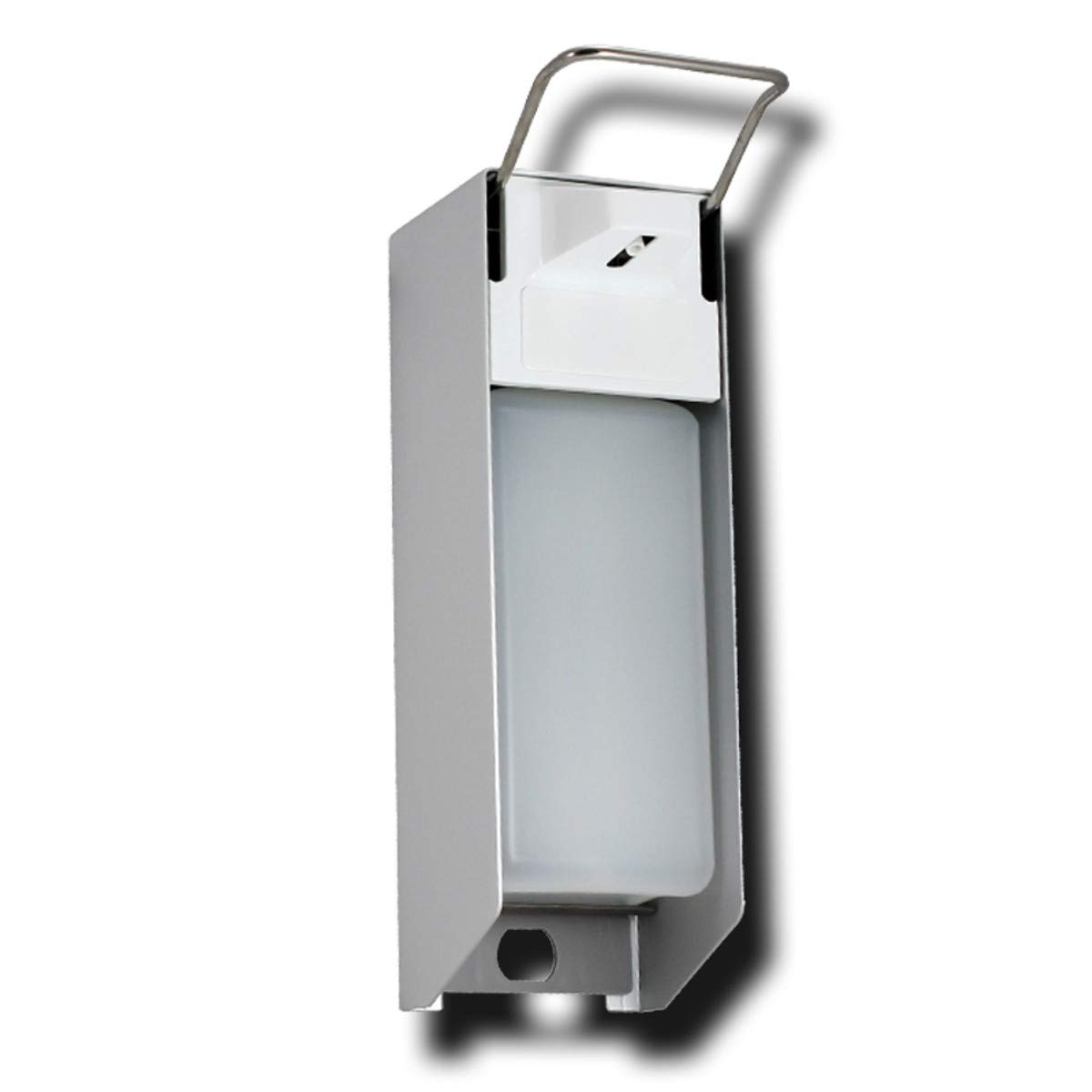 Desinfektionsspender mit Edelstahlhebel, Armhebelspender mit Kunststoffpumpe 500 ml / 1.000 ml, Spender für Desinfektionsmittel, Wandspender für Desinfektionsmittel, Größe:500 ml - langer Hebel