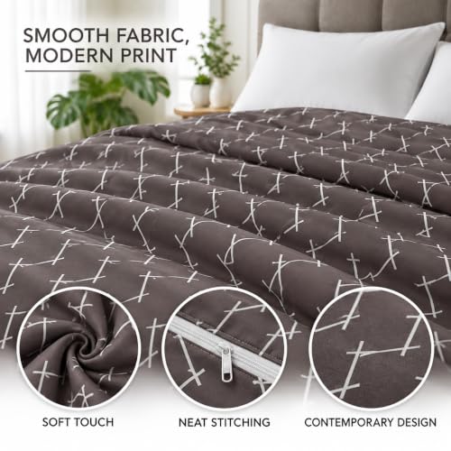 Image of Super Premium Quilt Cover Double Bed with Zipper Blanket Cover /rajai Cover /Comforter Cover /Duvet Cover King Size Soft Cotton Breathable Skin Friendly Stuff 90x100 Inches, Color- Brown White