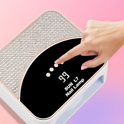 Image of COSTICA | 268W Led Uv Nail Lamp Gel Nail Light Uv Dryer with 4 Timers | Professional Quick Curing Lamp | Nail Art Tools with Rhinestone | (White,Pink)