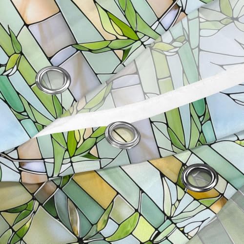 Rideau de douche extra long vitrail et bambou vert 137x183 cm