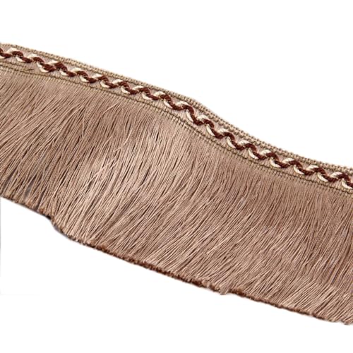 Cinta decorativa de flecos de 2 m de 13 cm de ancho, cinta decorativa para manualidades, disfraces, cortinas, accesorios de costura, color beige