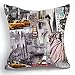 Diseño Retro en una notificación de Nueva York Estatua de la libertad Home de cojín con funda de almohada Sham 45 cm