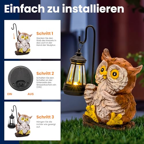 Solar-Laterne GIGALUMI Eulen Figuren als Gartendeko