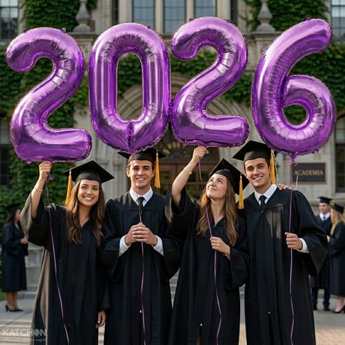 Image of Graduation Decorations 2026 | Giant Purple 2026 Number Balloons - 42 Inch | Graduation Balloons | 2026 Balloon Numbers | Purple Balloon for Graduation | Graduation Party Supplies 2026, Katchon