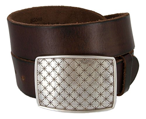 Cross Quilted Star English Silver Womens Leather Belt - Main Image