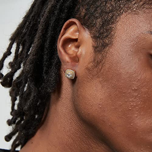 18k Gold Nugget Earrings for Men Cubic Zirconia Square Earrings for Men Women Hypoallergenic Jewelry4