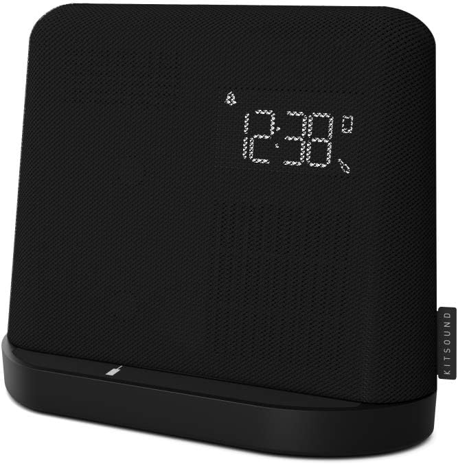 KitSound XDock Qi Charger Wireless Bluetooth Speaker Charging Dock with FM Radio for iPhone 8/X/XS/XR/XS Max/11/11 Pro/11 Pro Max, Samsung S6/S7/S8/S9/S10/S10+/S10e - Black