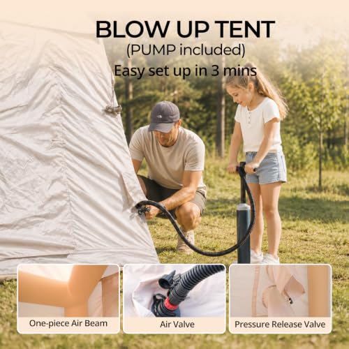 Carpa Inflable de 2 Habitaciones FICISOG para 8 Personas, Impermeable, Montaje Rápido, Tela Oxford 420D, Resistente UV y Al Agua miniatura 6