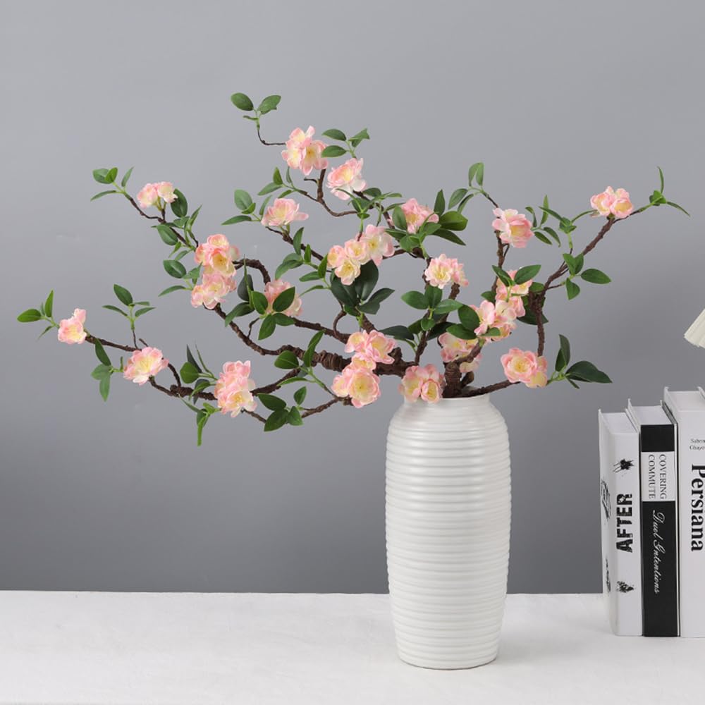 WEISPARK Artificial Flowers, 2pcs Fake Cherry Blossom Branches 31 Inch Long Stem Silk Flowers for DIY Vase Home Hotel Office Wedding Party Garden Decor (Pink)