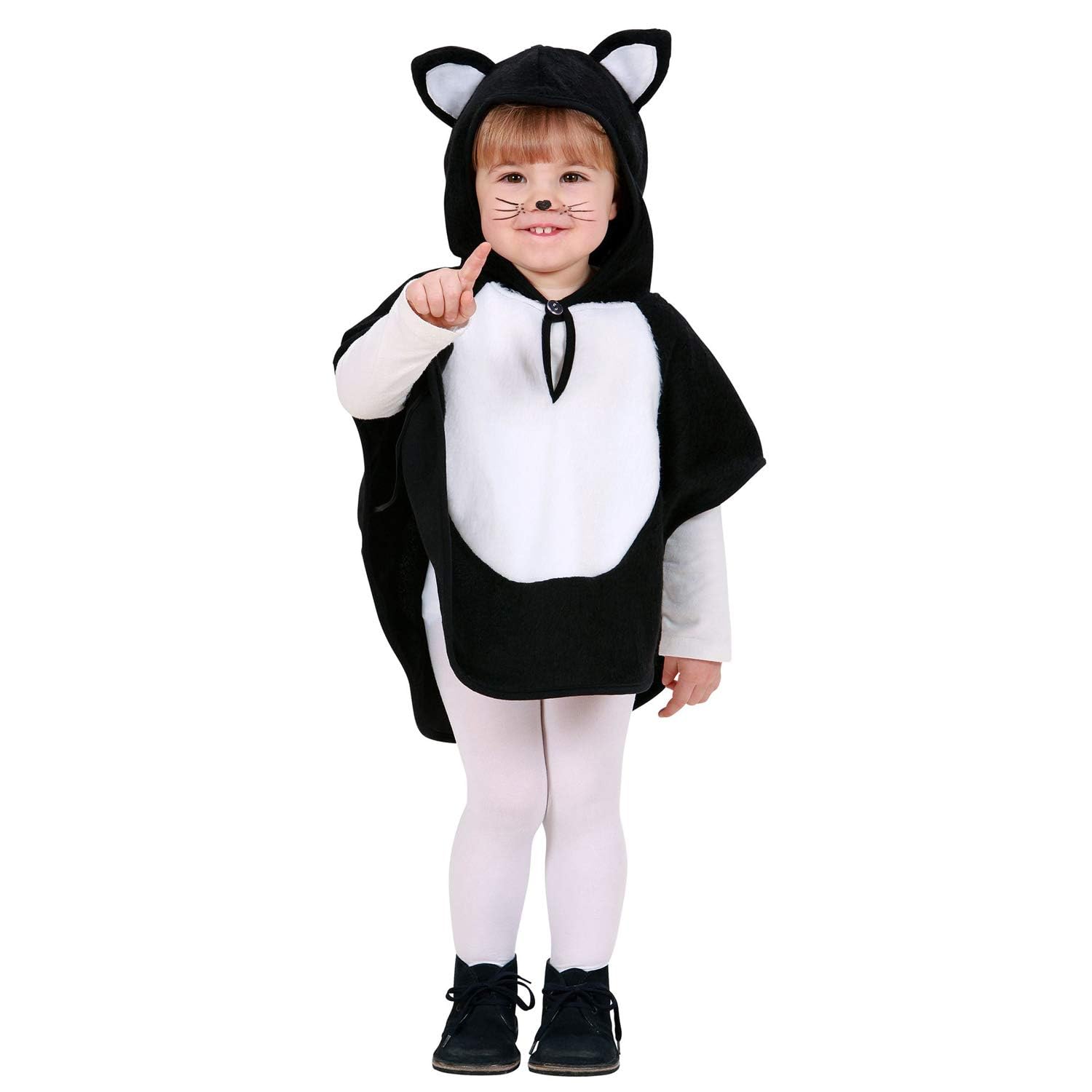 WIDMANN - Children's Plush Cat Costume, Poncho with Hood, Carnival, Theme Party