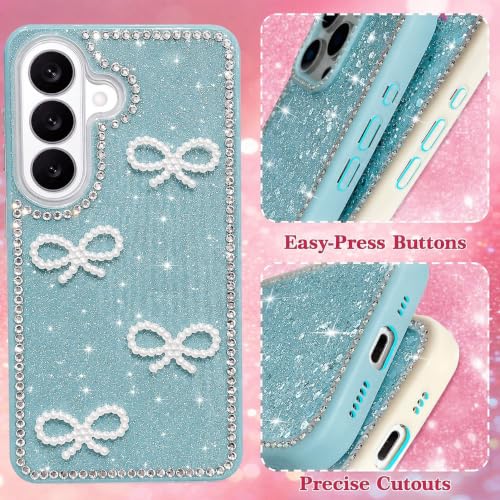 Image of DIZORO for Samsung A37 Case,Cute Bow Tie Aesthetic Phone Case,Trendy Slim Hard IMD Shockproof Protective Bumper Designer Phone Back Cover for Women Girls - Green