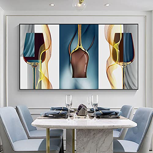 Pintura en lienzo de copa de vino con impresión de alta resolución en 40x80cm