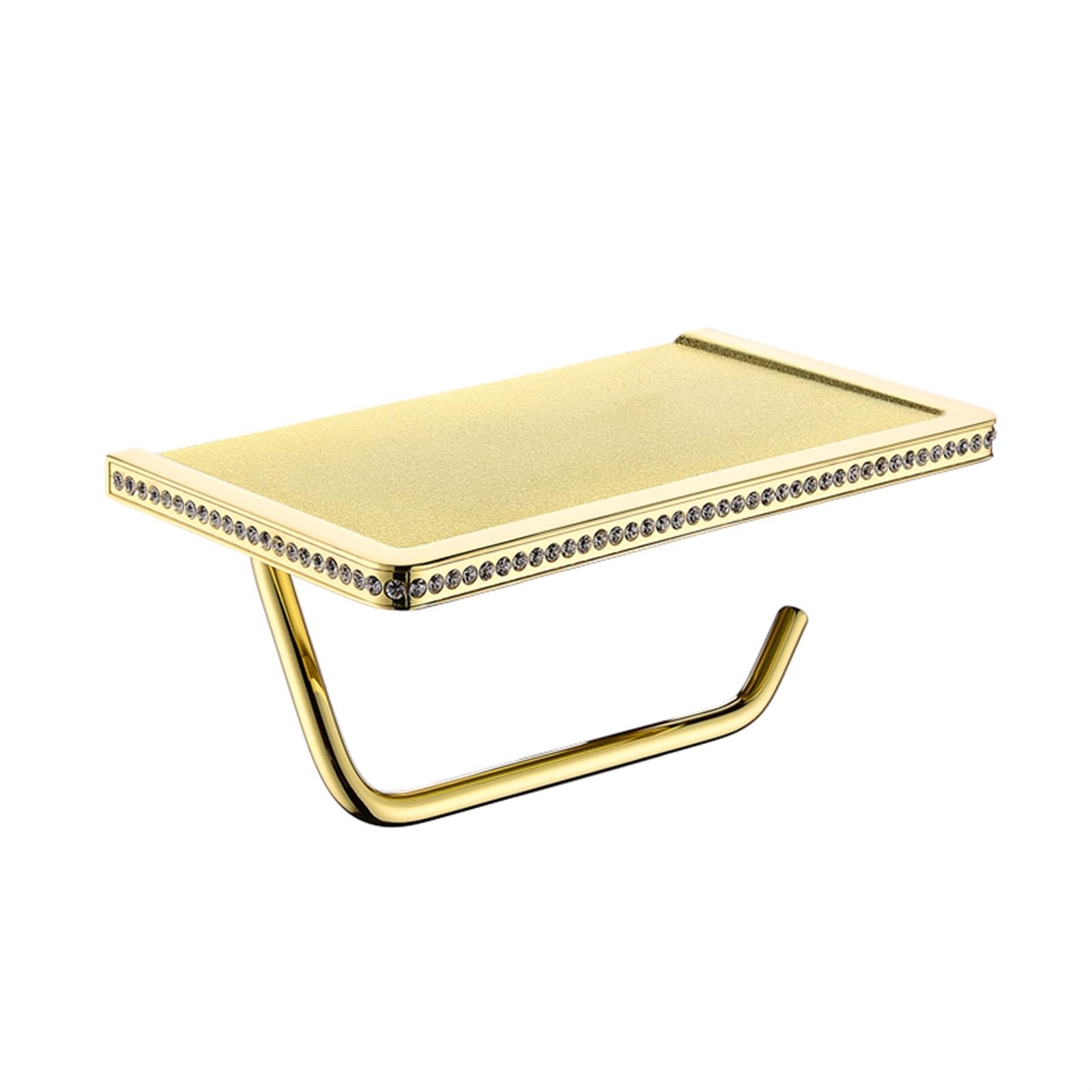 Stały uchwyt na papier toaletowy, Gold Stainless Steel Toilet Paper Holder Bathroom Wall Mount With Mobile Phone Shelf(4 Pcs)