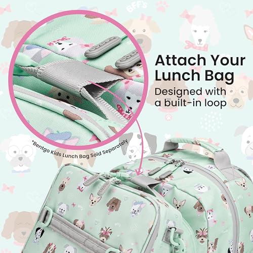 Image of Bentgo Kids Backpack - Lightweight 14 inch Backpack in Fun Prints for School, Travel, & Daycare, Ideal for Ages 4+, Roomy Interior, Durable & Water-Resistant Fabric, & Loop for Lunch Bag (Puppy Love)