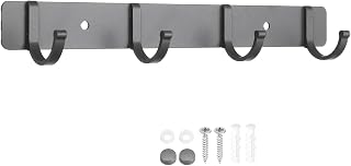 uxcell Towel Hook Rack 10" Wall Mount Coat Rack Gray/4 Hooks | No Drill Wall Mount Clothes Hanger Rustproof for Bathroom Kitchen Bedroom