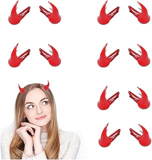 GIVBRO 12 pinzas para el pelo de cuerno de diablo horquillas de Halloween, accesorios de disfraces para juegos de rol, accesorios de fotos rojo