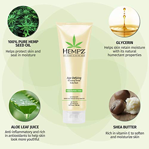 Hempz Age Defying Renewing Herbal Body Wash, 8.5 oz., with Shea Butter, Ginseng - Anti-Aging, Fragranced Shower Gel with… - Image 3
