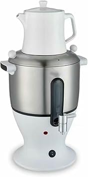 Electric Samovar Tea Maker,Double Pot Kettle Infuser,Stainless Steel,Keep Warm Function,Fast Heating,for Office,Home White