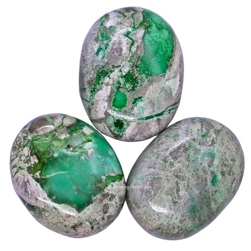 Image of Amazing Gemstone Variscite Crystals and Healing Stones - Large Palm Stone Crystals Piedra - Crystal for Good Luck, Balanced Positive Energy, Meditation - Unique Stocking Stuffers and Birthday Gifts