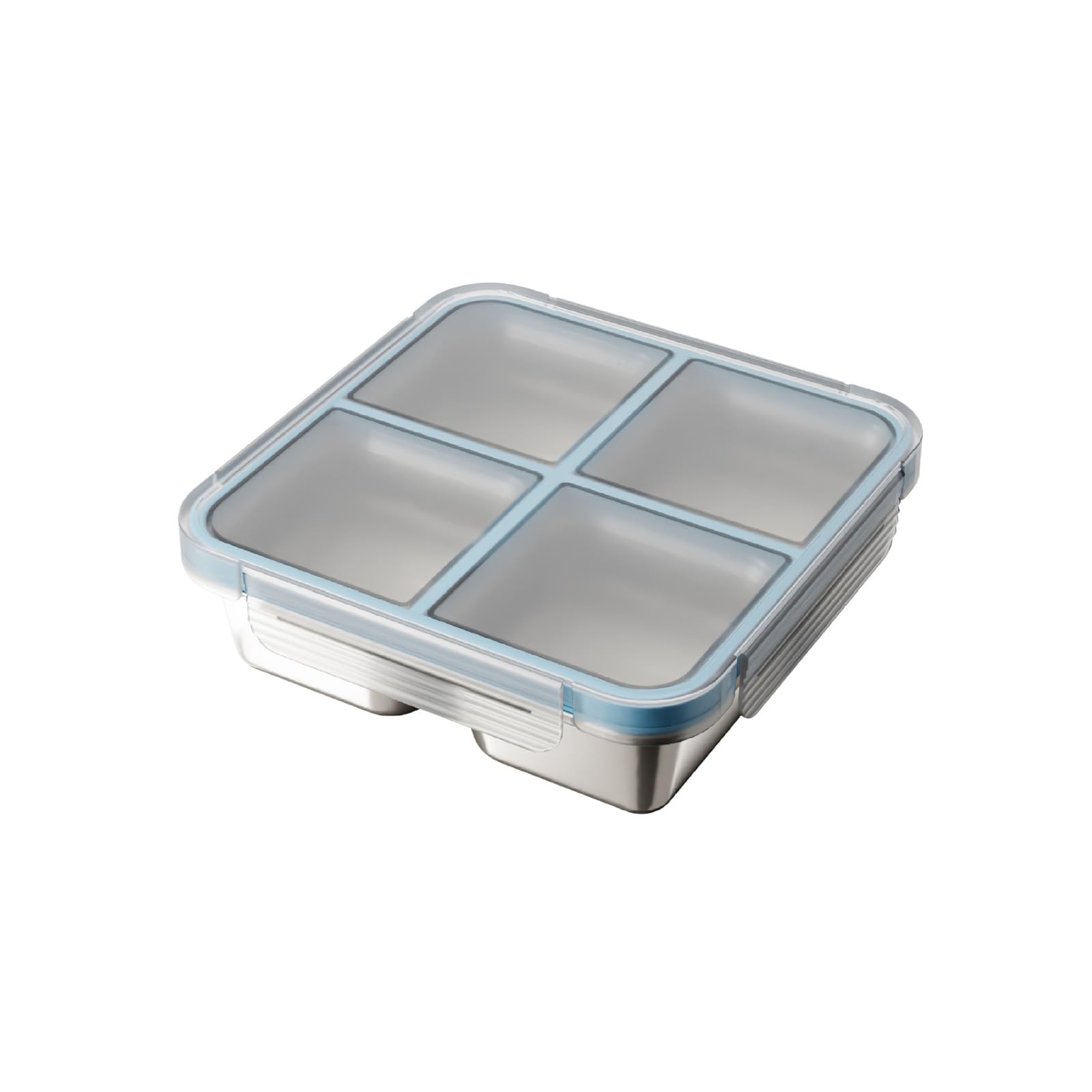MALSSE User Friendly Quarter Partition Nonrust Steel Bentos Box with Carrying Handle Dishwasher Safe Meal Container Rustless Lunch Box