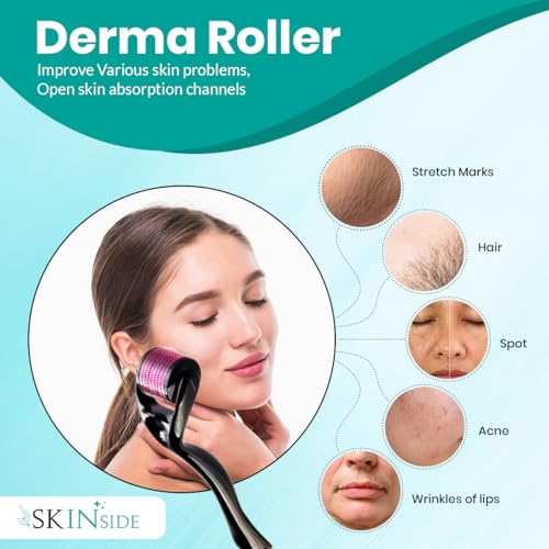 SkinSide Derma Roller for Men & Women with 540 x Safe Titanium Needles | Scalp Hair Growth Activator | Stimulates Hair Follicles | Promotes Beard... - Image 2