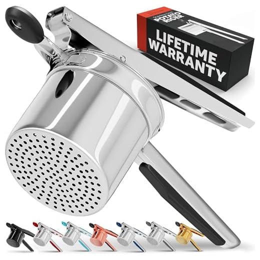 PriorityChef Large 15oz Potato Ricer, Heavy Duty Stainless Steel Potato Masher and Ricer Kitchen Tool, Press and Mash Kitchen Gadget For Perfect Mashed Potatoes - Everytime
