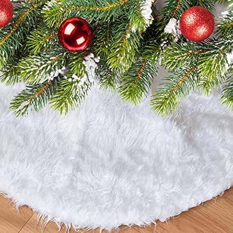 SEASHORE TREE Christmas Tree Skirt Plush Soft Blanket Christmas Tree Stand (White 80 cm) Cover